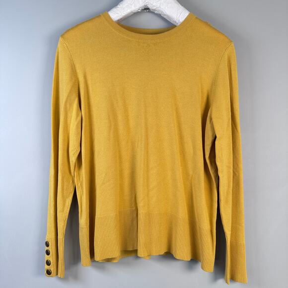 Grace The Perfect Fit Women's L Mustard Yellow Crewneck Cardigan - Picture 1 of 7